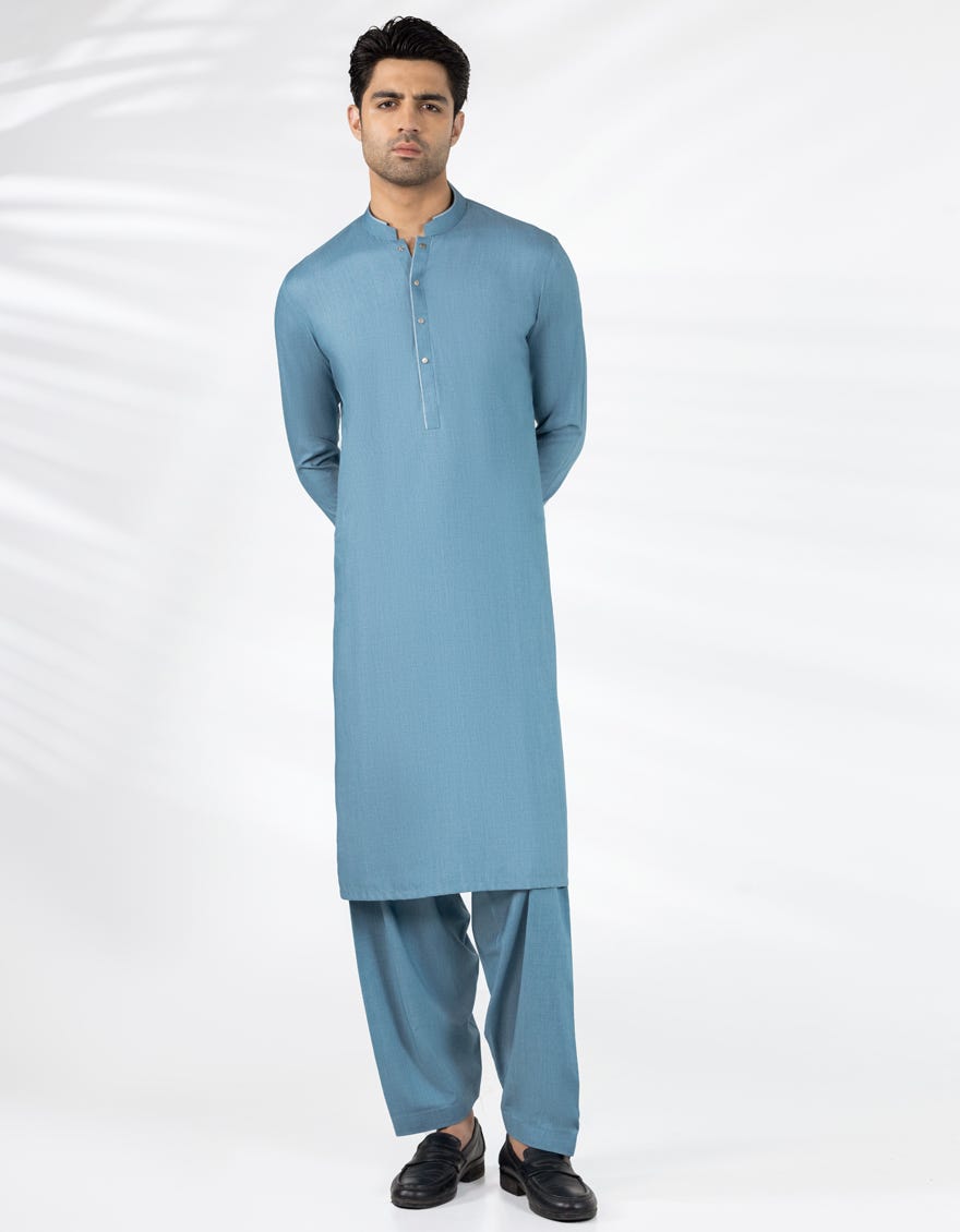 LIGHT BLUE BLENDED CASUAL KAMEEZ SHALWAR