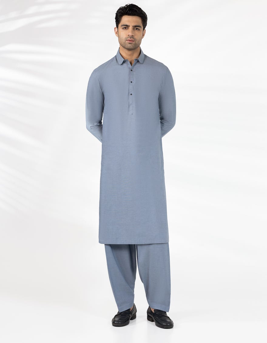 LIGHT GREY COTTON CASUAL KAMEEZ SHALWAR