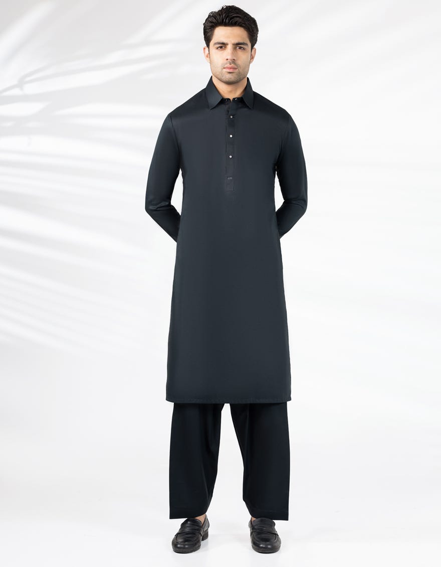 BLACK COTTON CASUAL KAMEEZ SHALWAR