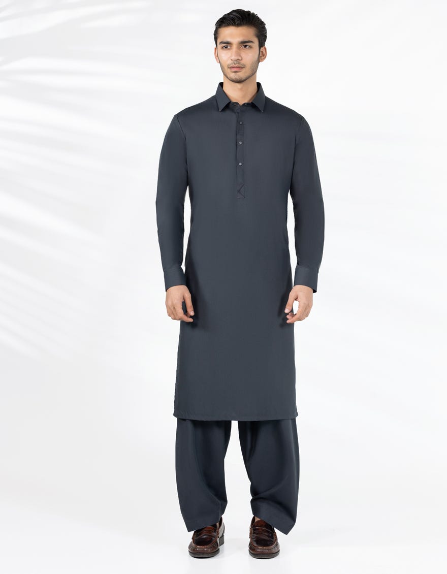 DEEP GREY BLENDED CASUAL KAMEEZ SHALWAR