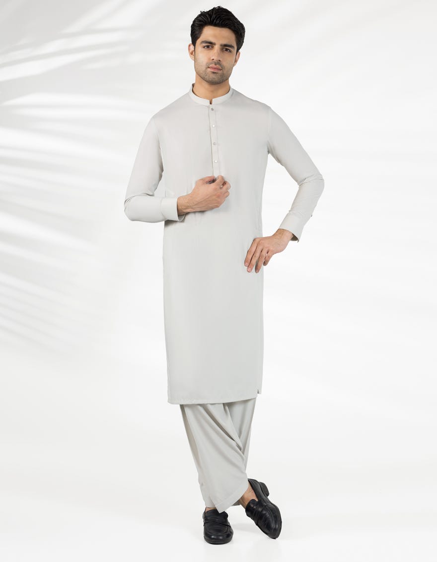 SMOKE GREY BLENDED CASUAL KAMEEZ SHALWAR