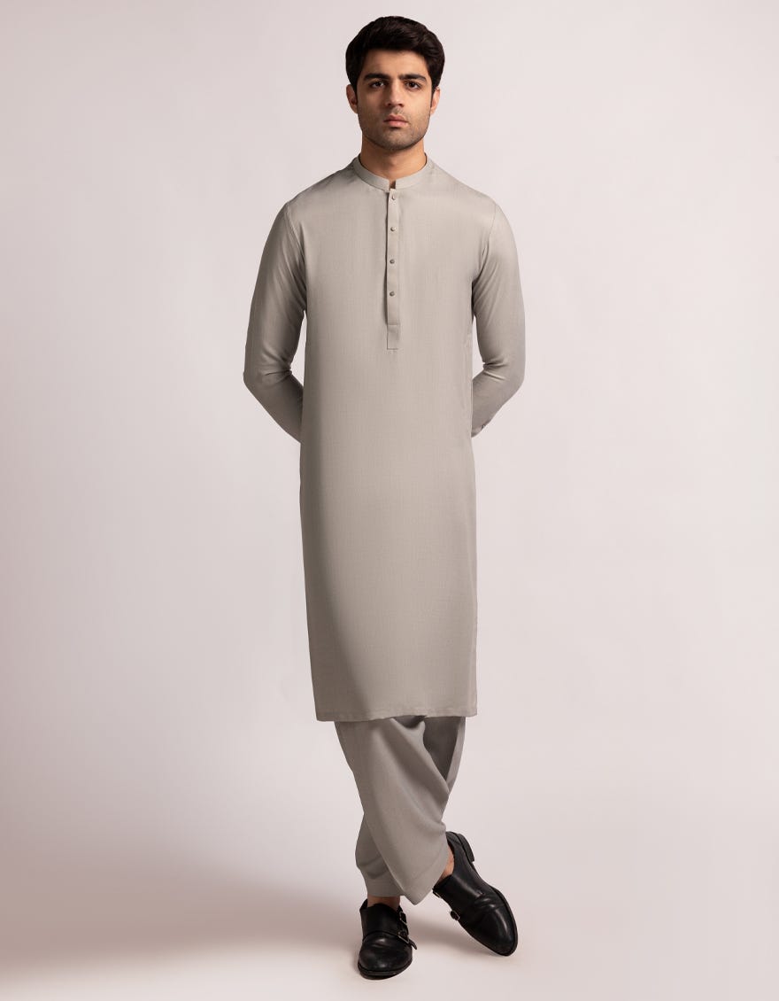 LIGHT GREY CASUAL KAMEEZ SHALWAR