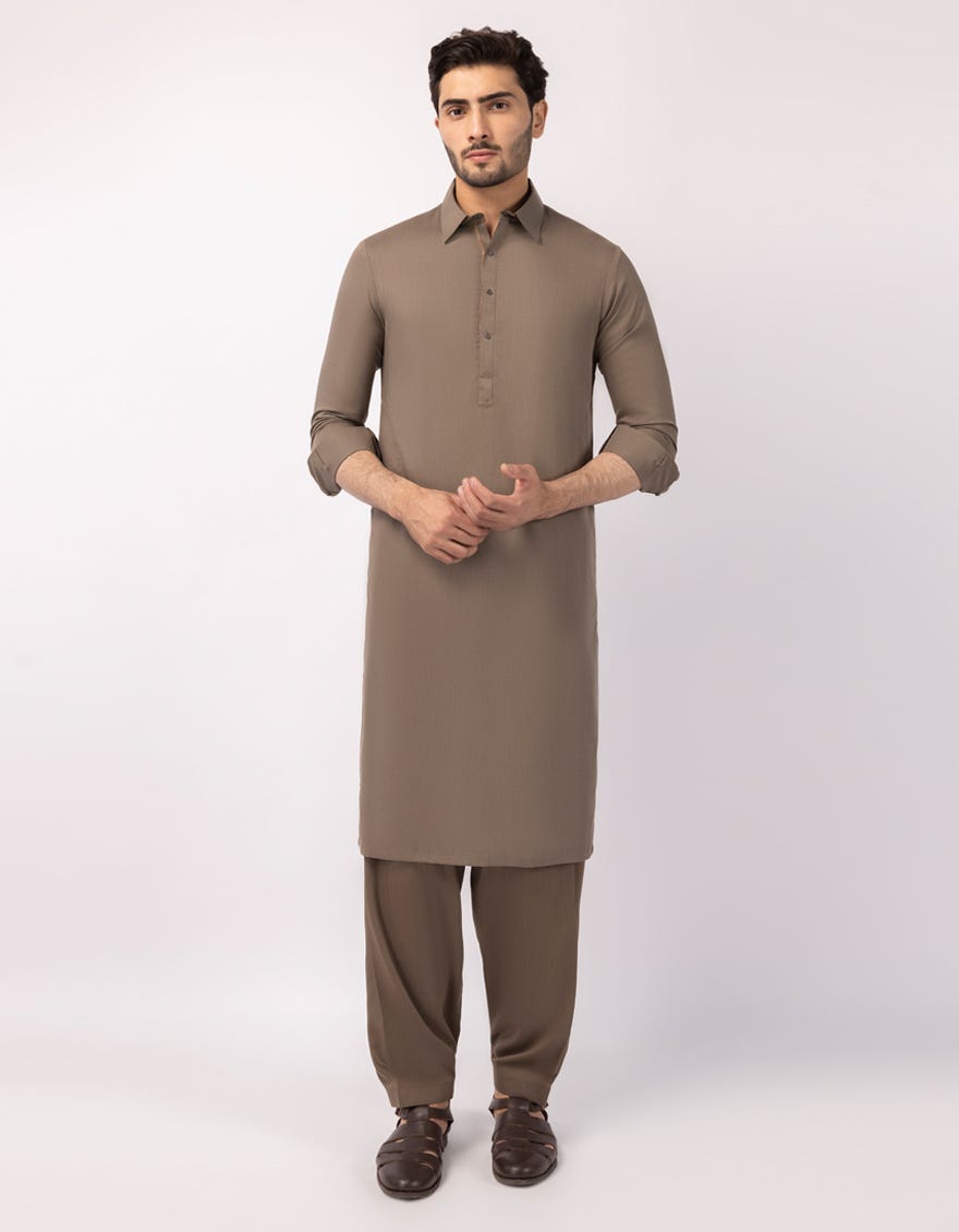MUD BROWN CASUAL KAMEEZ SHALWAR