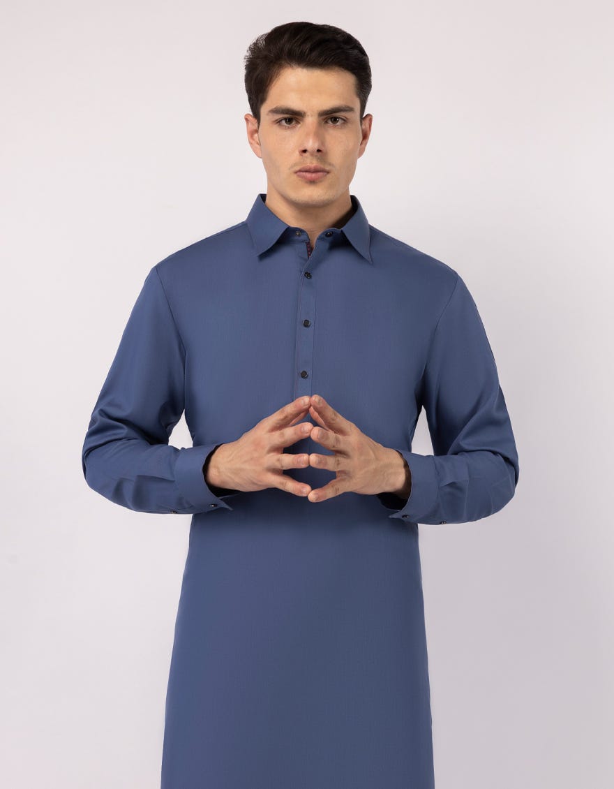 AQUA BLUE CASUAL KAMEEZ SHALWAR – J