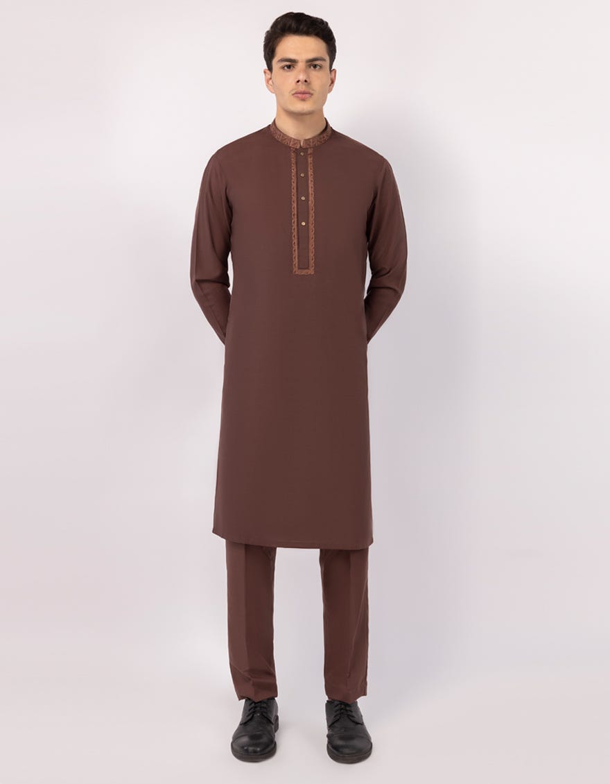 BROWN CASUAL KURTA TROUSERS