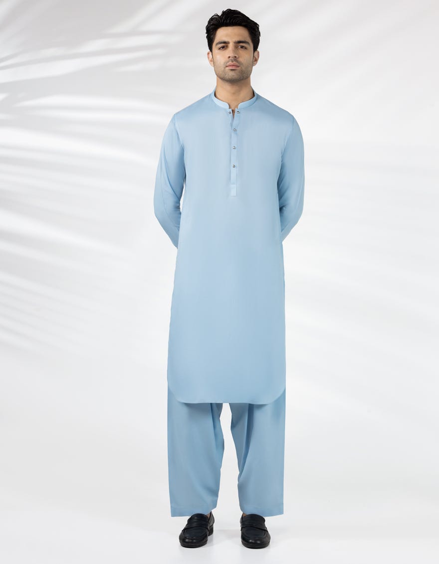 SKY BLUE BLENDED CASUAL KAMEEZ SHALWAR