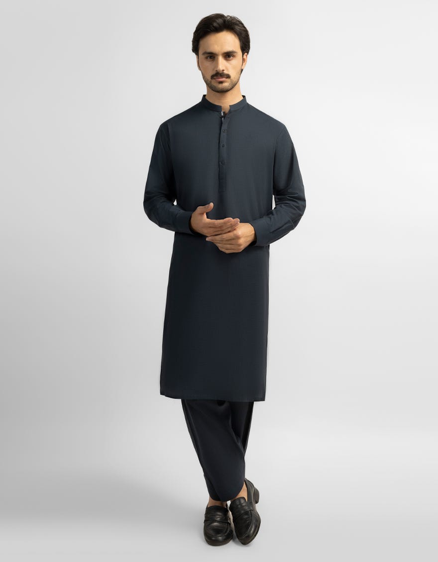 BLUE COTTON CASUAL KAMEEZ SHALWAR