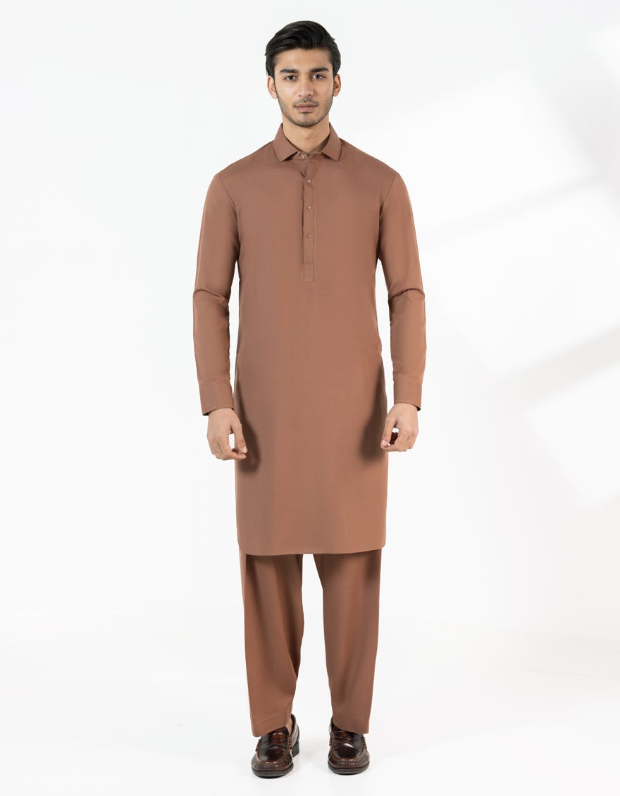 BROWN BLENDED CASUAL KAMEEZ SHALWAR