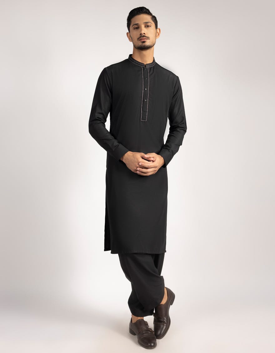BLACK BLENDED SEMI-FORMAL KAMEEZ SHALWAR