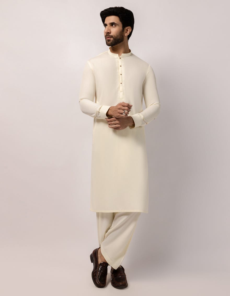 CREAM BLENDED SEMI-FORMAL KAMEEZ SHALWAR