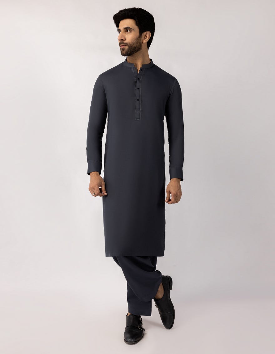 CHARCOAL BLENDED SEMI-FORMAL KAMEEZ SHALWAR