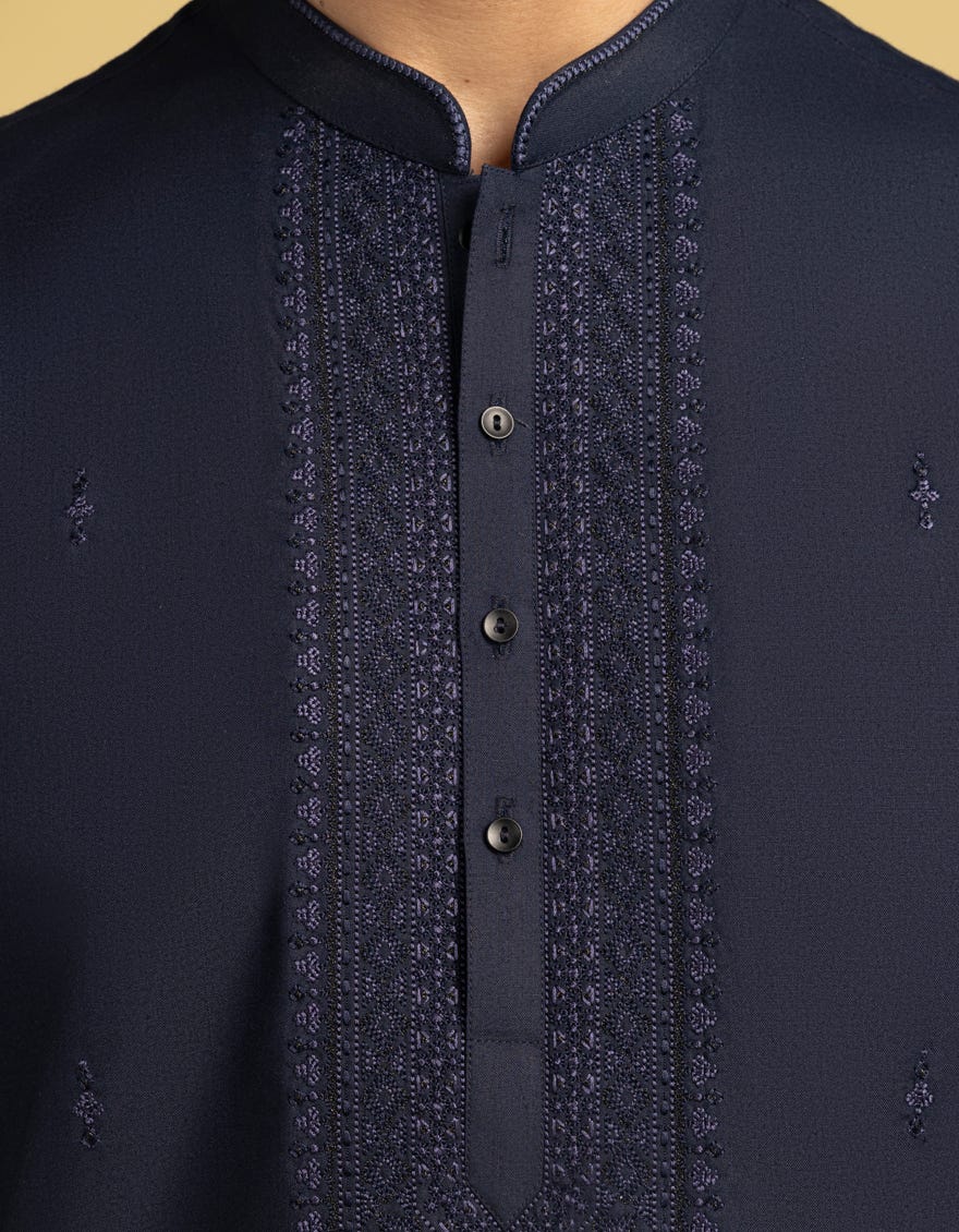 NAVY BLUE COTTON FORMAL KURTA