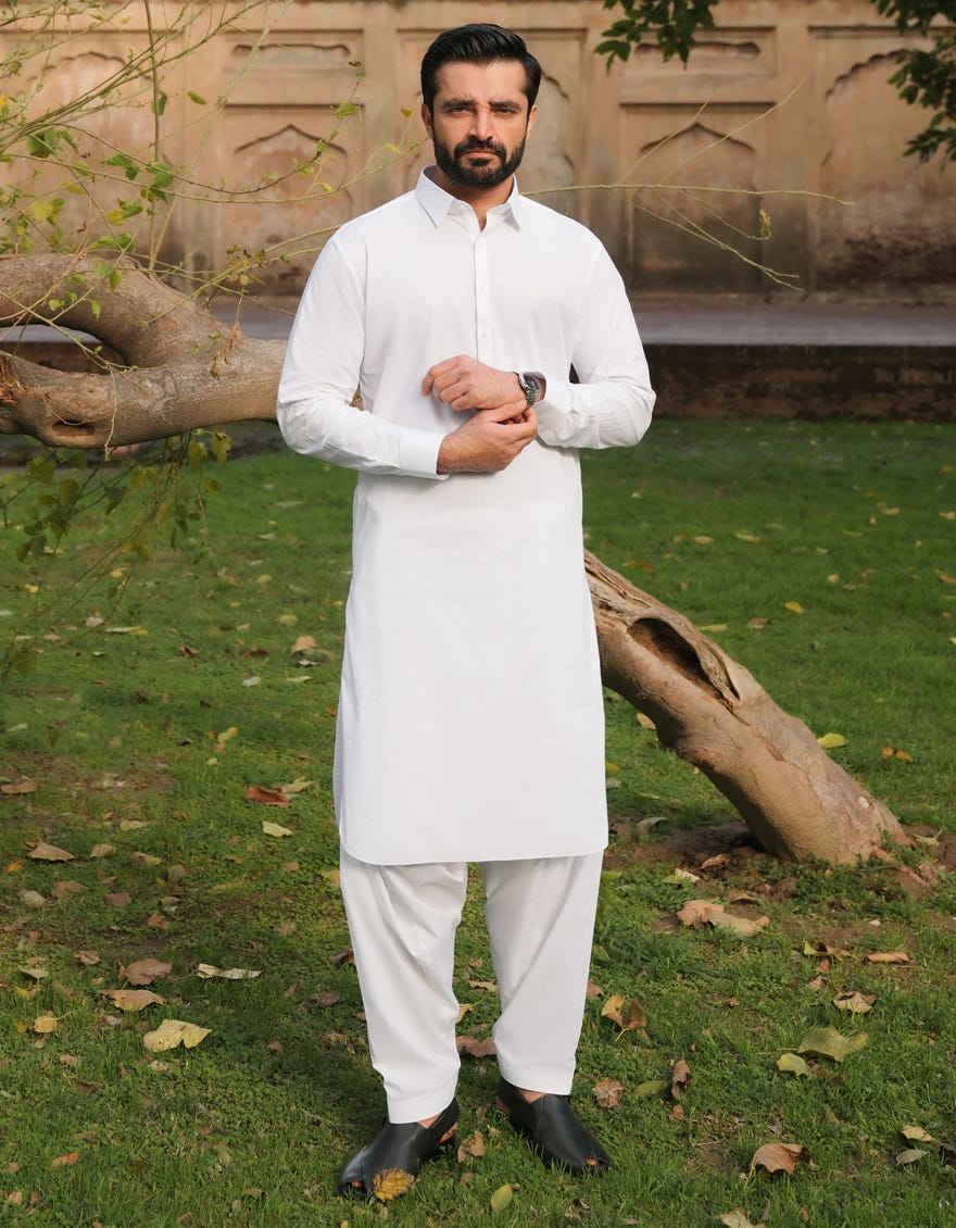 WHITE COTTON LATHA UNSTITCHED FABRIC