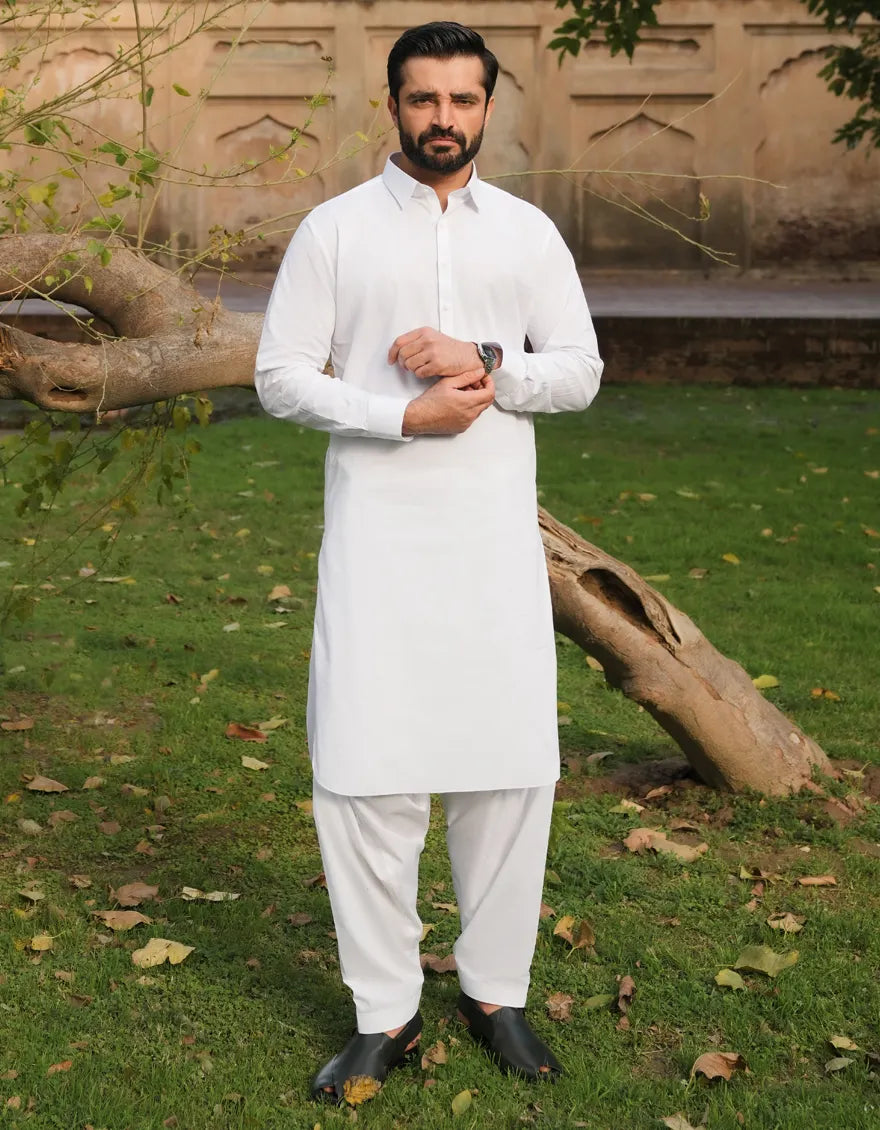 White Cotton Latha Unstitched Fabric