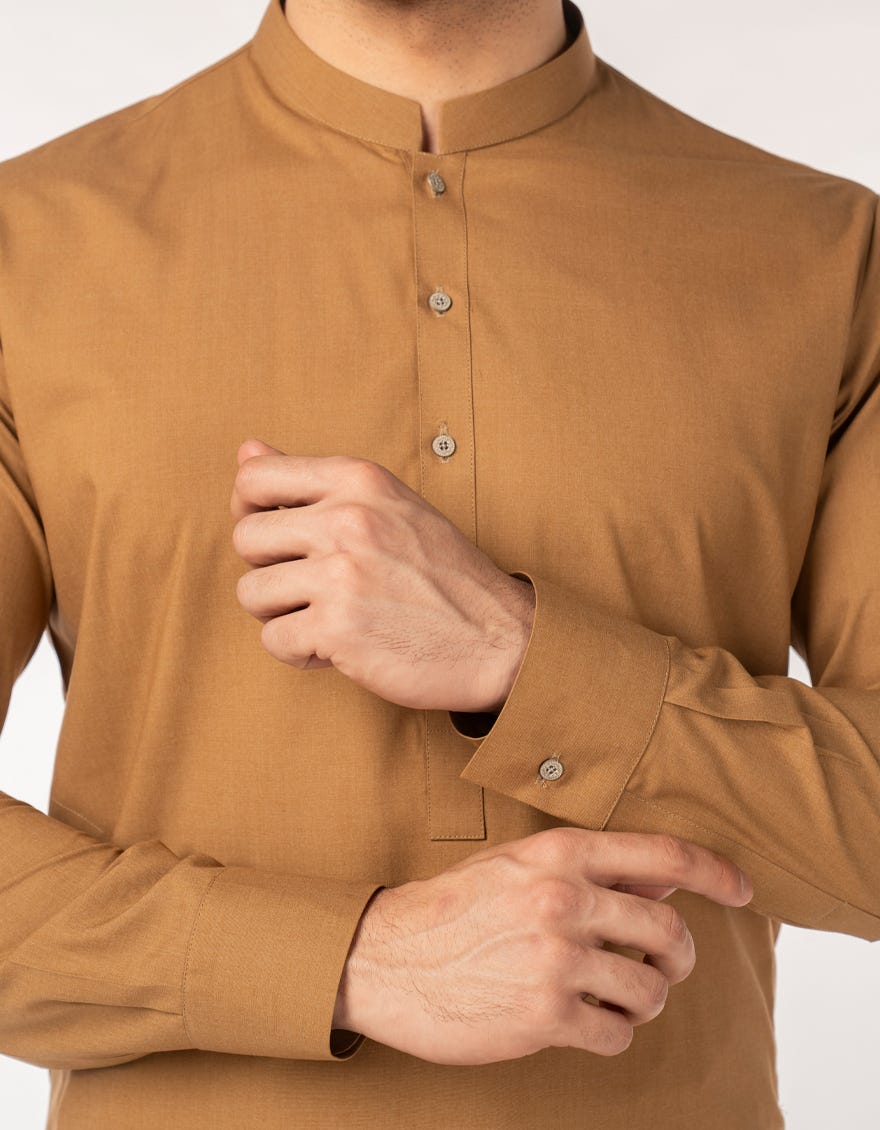 Caramel Brown Unstitched Fabric
