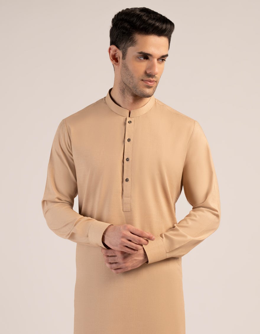 BEIGE BLENDED UNSTITCHED KAMEEZ SHALWAR FABRIC