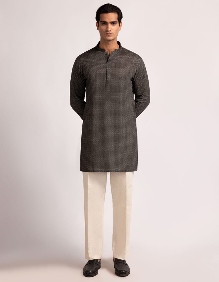 DARK GREY COTTON CASUAL SHORT KURTA
