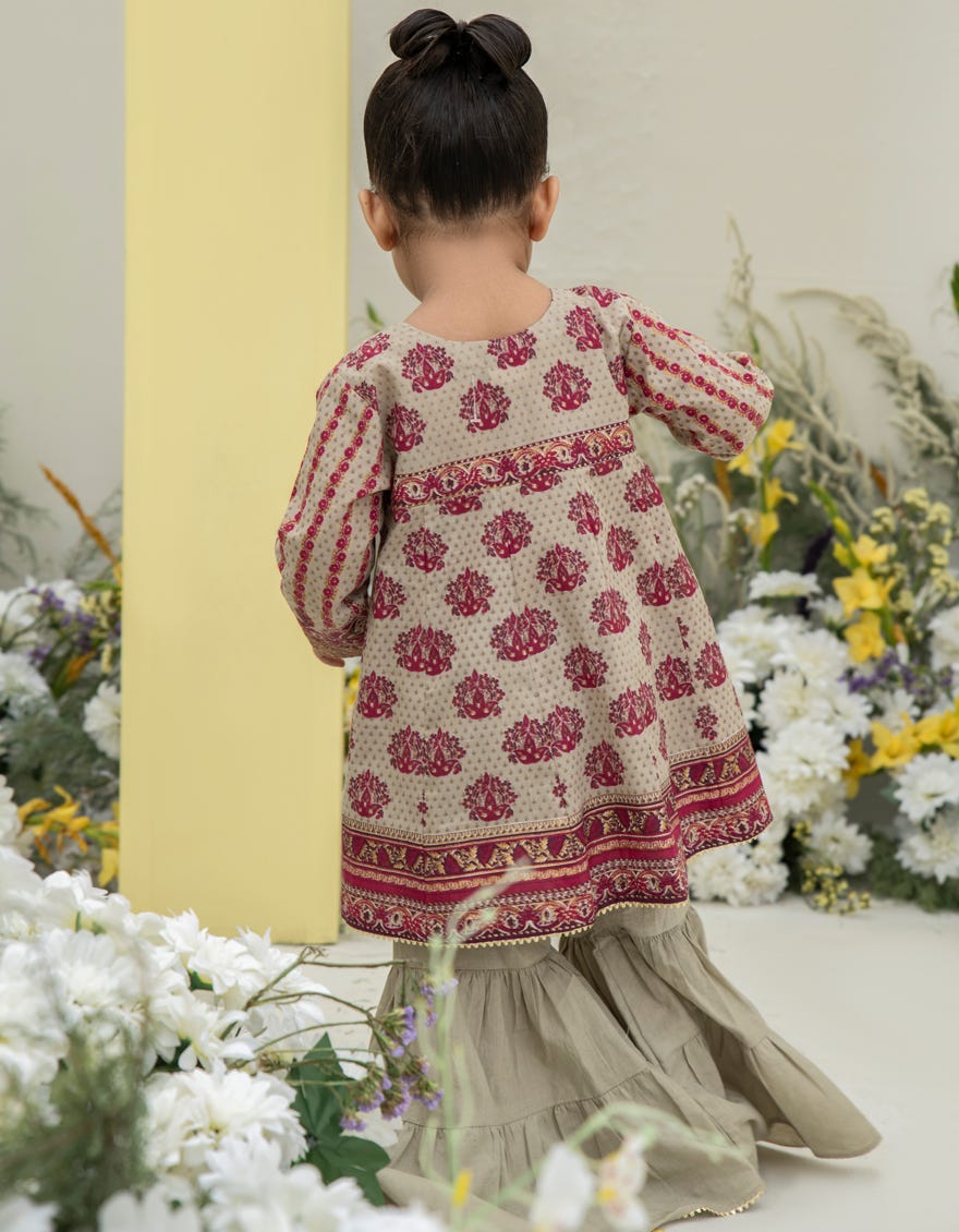 BEIGE LAWN INFANT 2PC STITCHED | JGKL-S-JK2-24-5634