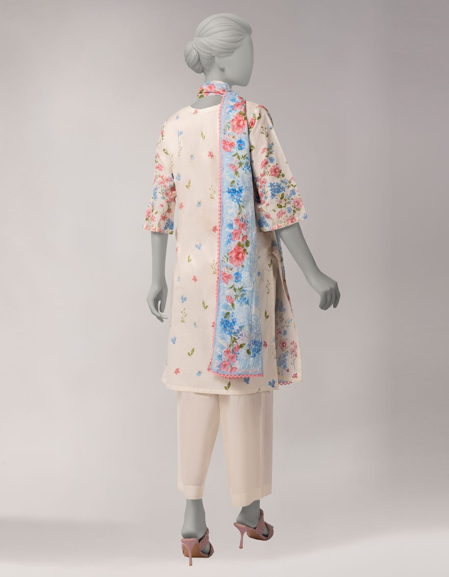 OFF WHITE LAWN PRINTED 3PC STITCHED