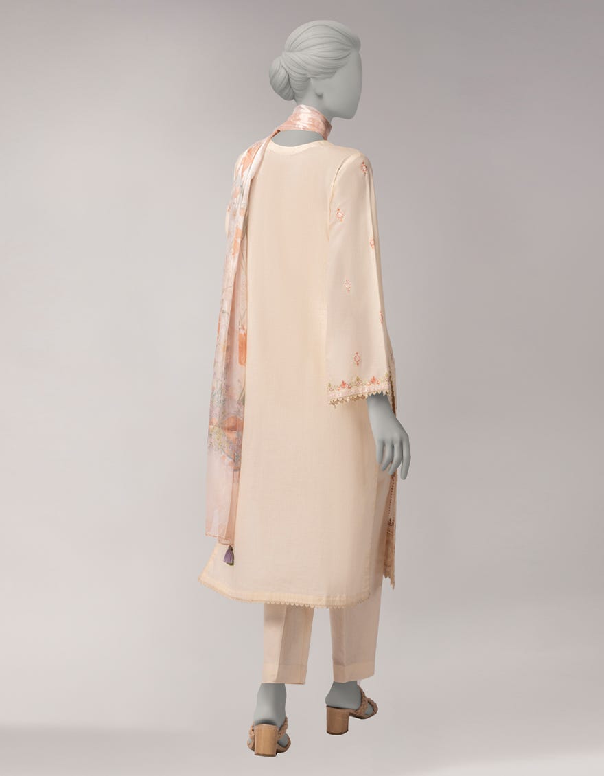 PEACH LAWN EMBROIDERED 3PC STITCHED