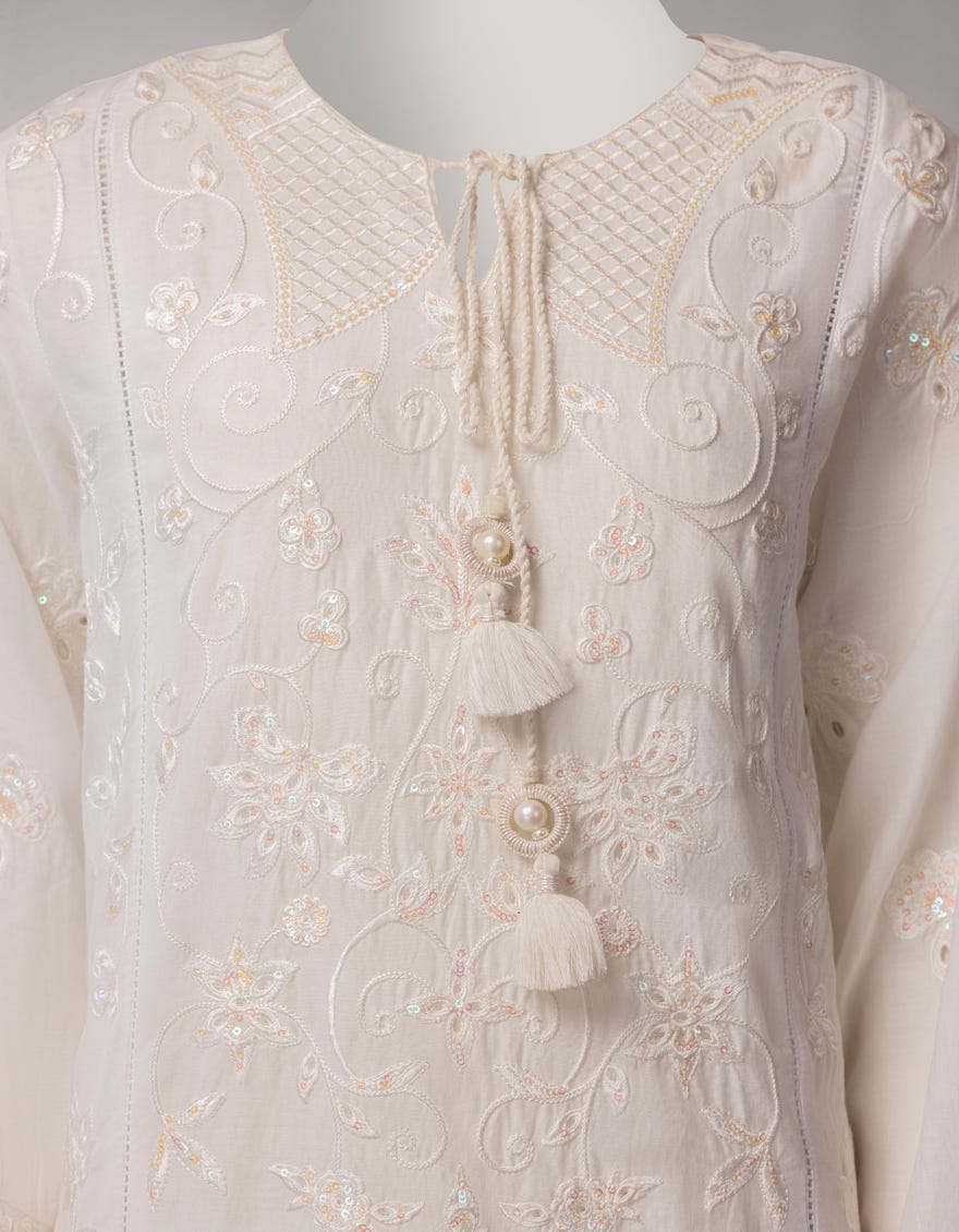 WHITE LAWN EMBROIDERED 3PC STITCHED