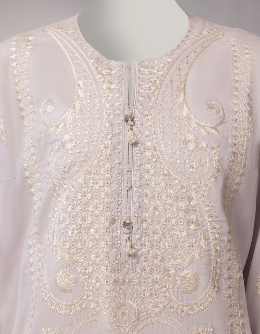 WHITE LAWN EMBROIDERED STITCHED 3PC