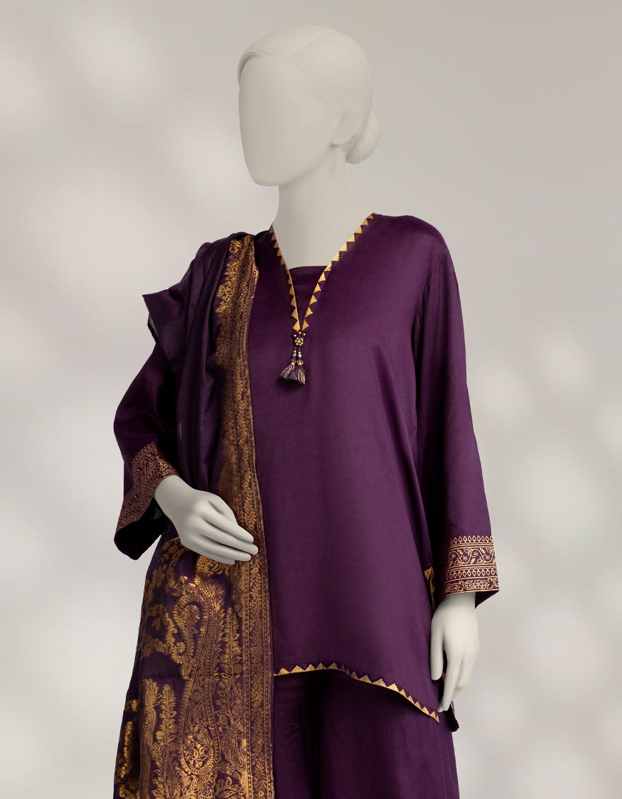 PURPLE DYED MAPLE SILK 3PC STITCHED