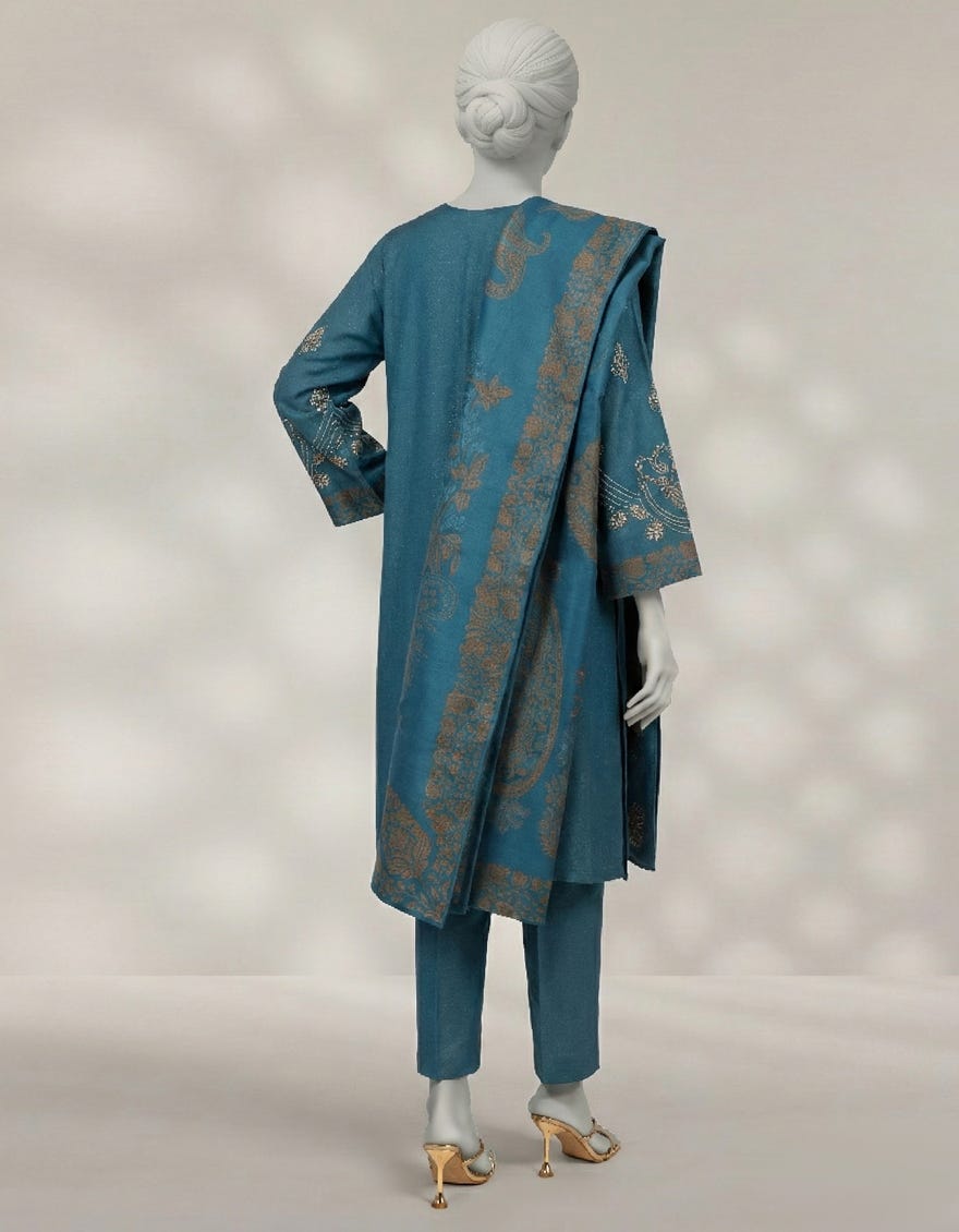BLUE KARANDI EMBROIDERED 3PC STITCHED