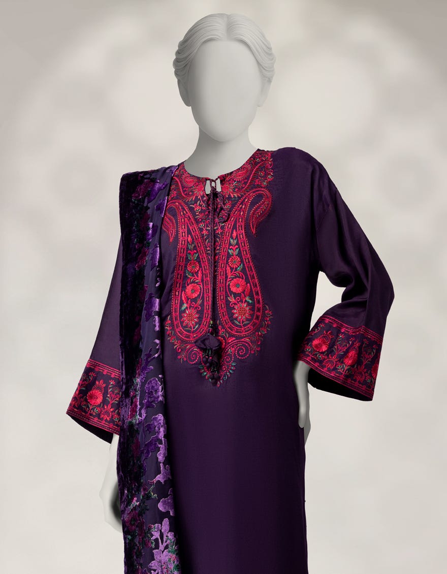 PURPLE MAPLE SILK EMBROIDERED 3PC STITCHED