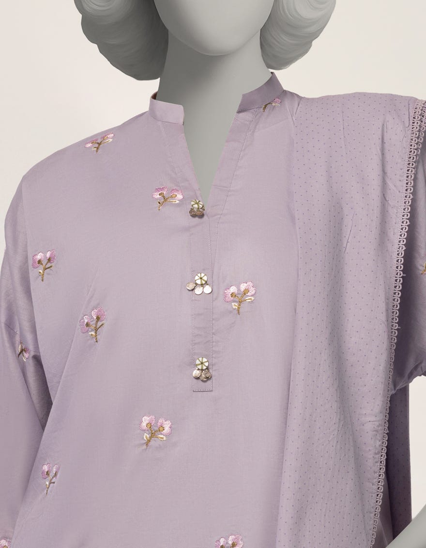 PURPLE LAWN JACQUARD EMBROIDERED 3PC STITCHED