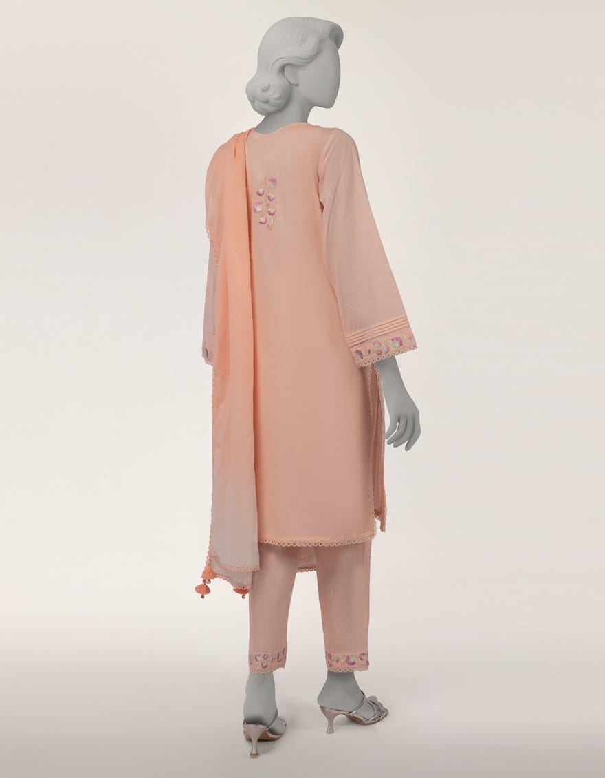 PINK JACQUARD EMBROIDERED 3PC STITCHED