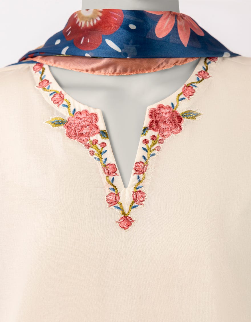 BEIGE LAWN EMBROIDERED 3PC STITCHED