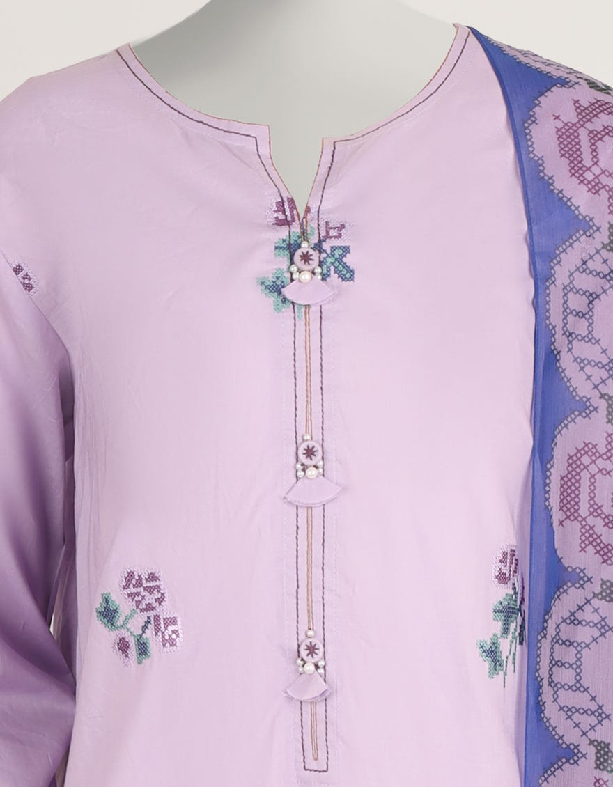 PURPLE LAWN EMBROIDERED STITCHED 3PC
