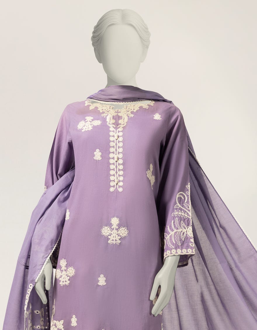 PURPLE LAWN EMBROIDERED STITCHED 3PC