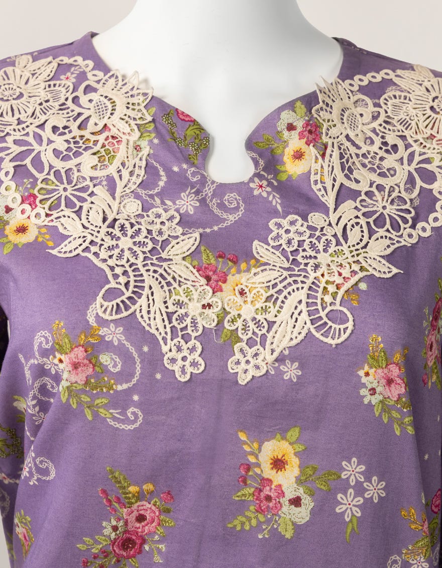 PURPLE LAWN EMBROIDERED STITCHED 3PC