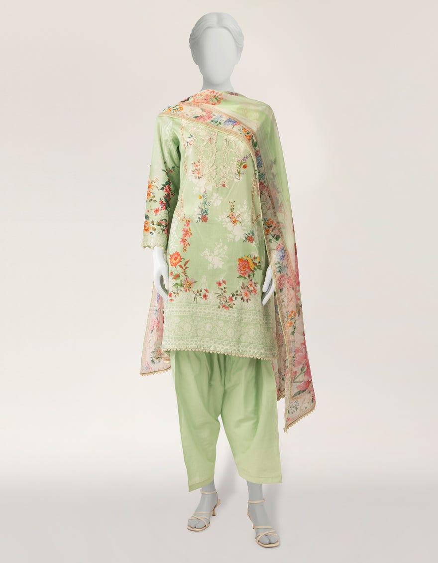 GREEN LAWN EMBROIDERED 3PC STITCHED