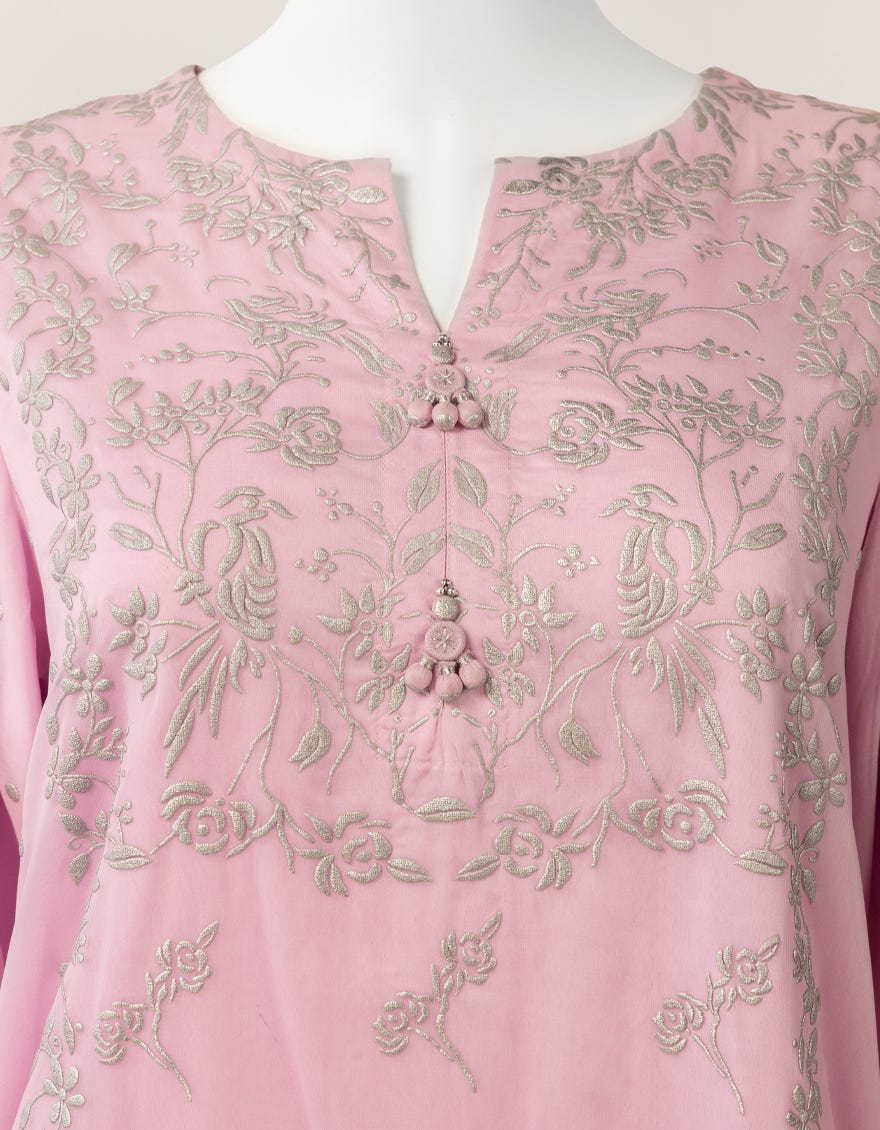 PINK CHIFFON DYED STITCHED 3PC