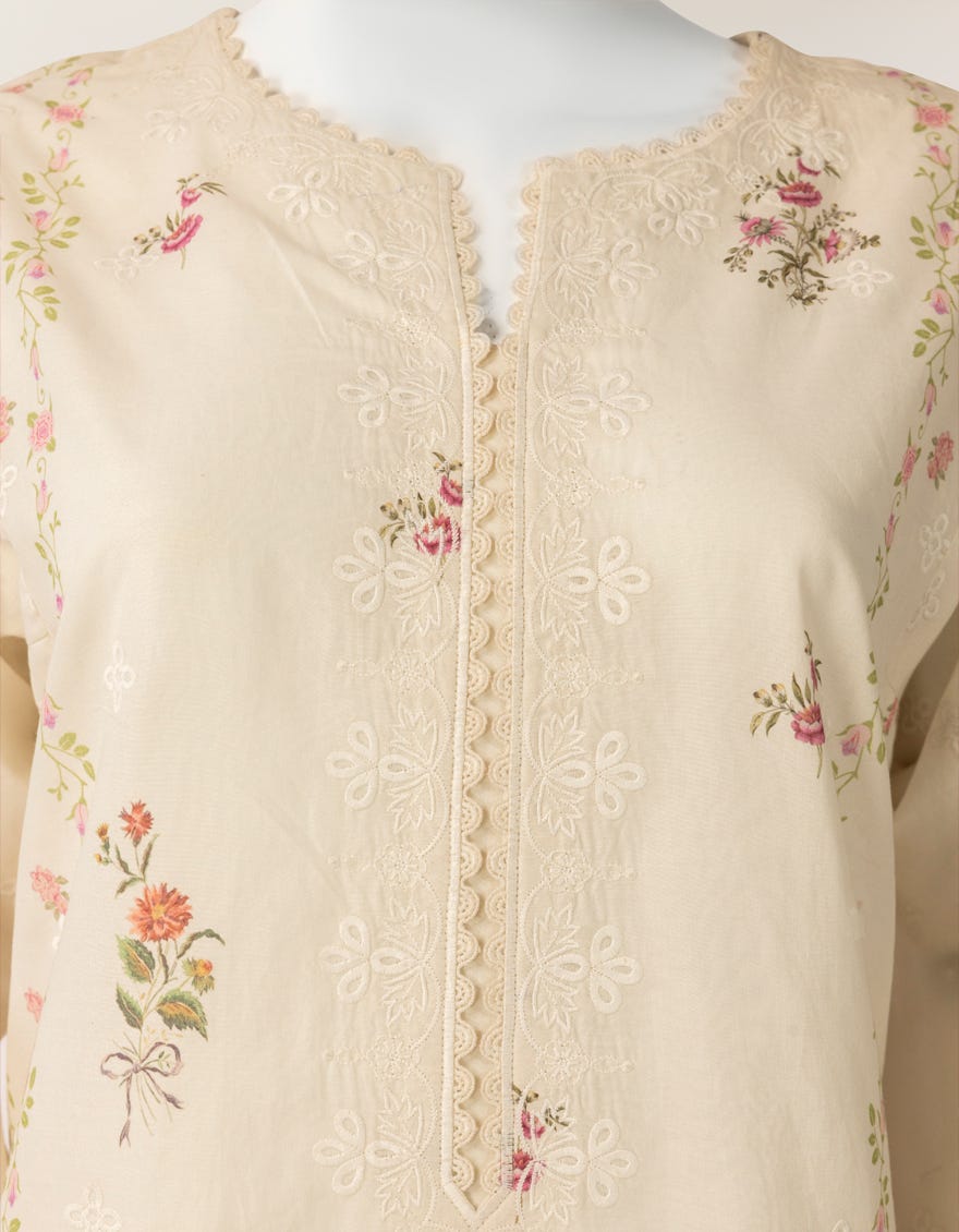 OFF WHITE LAWN SILK SCHIFFLI STITCHED 3PC