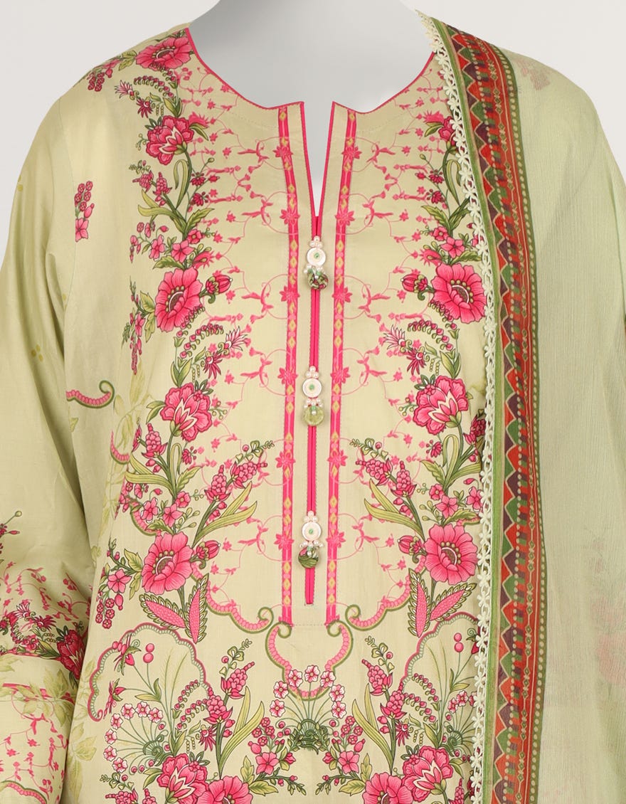 GREEN LAWN PRINTED STITCHED 3PC