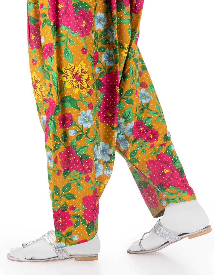 ORANGE CAMBRIC PRINTED SHALWAR | JJLT-W-24-3059