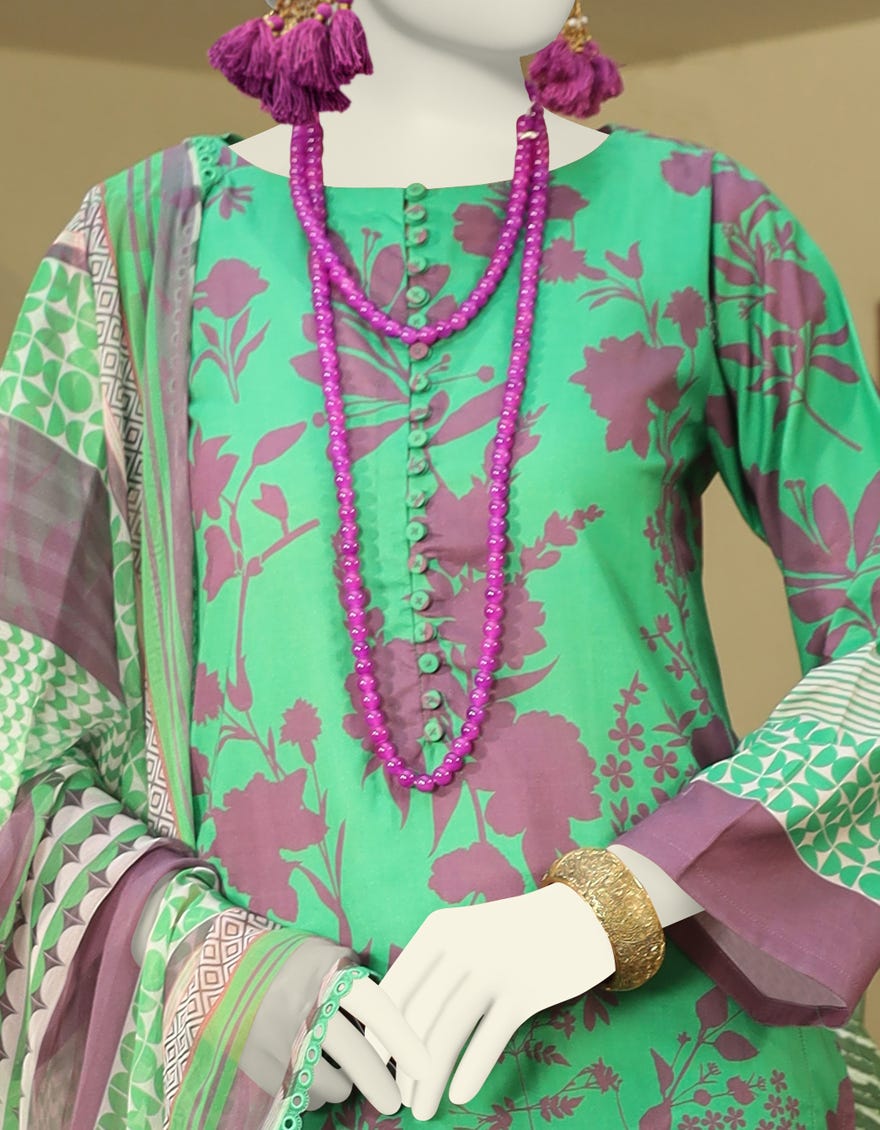 GREEN LAWN UNSTITCHED 3PC | JLAWN-S-24-562