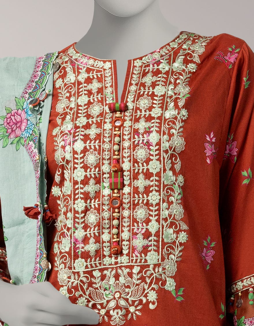MULTICOLOR LAWN EMBROIDERED UNSTITCHED 3PC