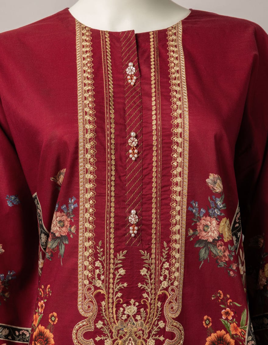 MULTICOLOR LAWN EMBROIDERED UNSTITCHED 3PC