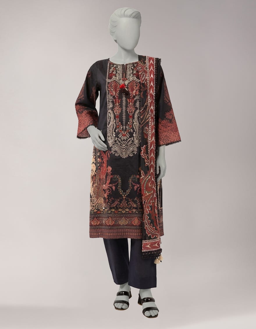 MULTICOLOR LAWN EMBROIDERED UNSTITCHED 3PC