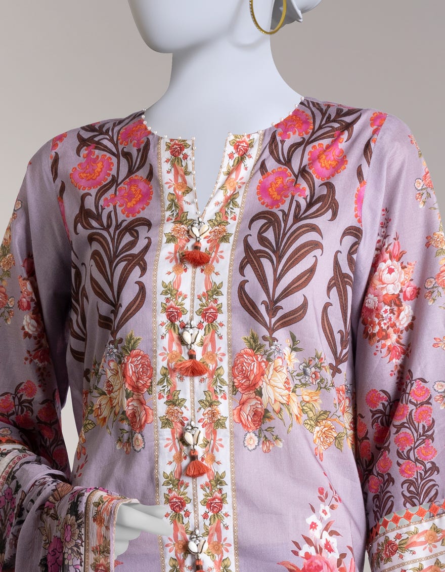 PURPLE DIGITAL PRINTED LIMINAL UNSTITCHED 3PC