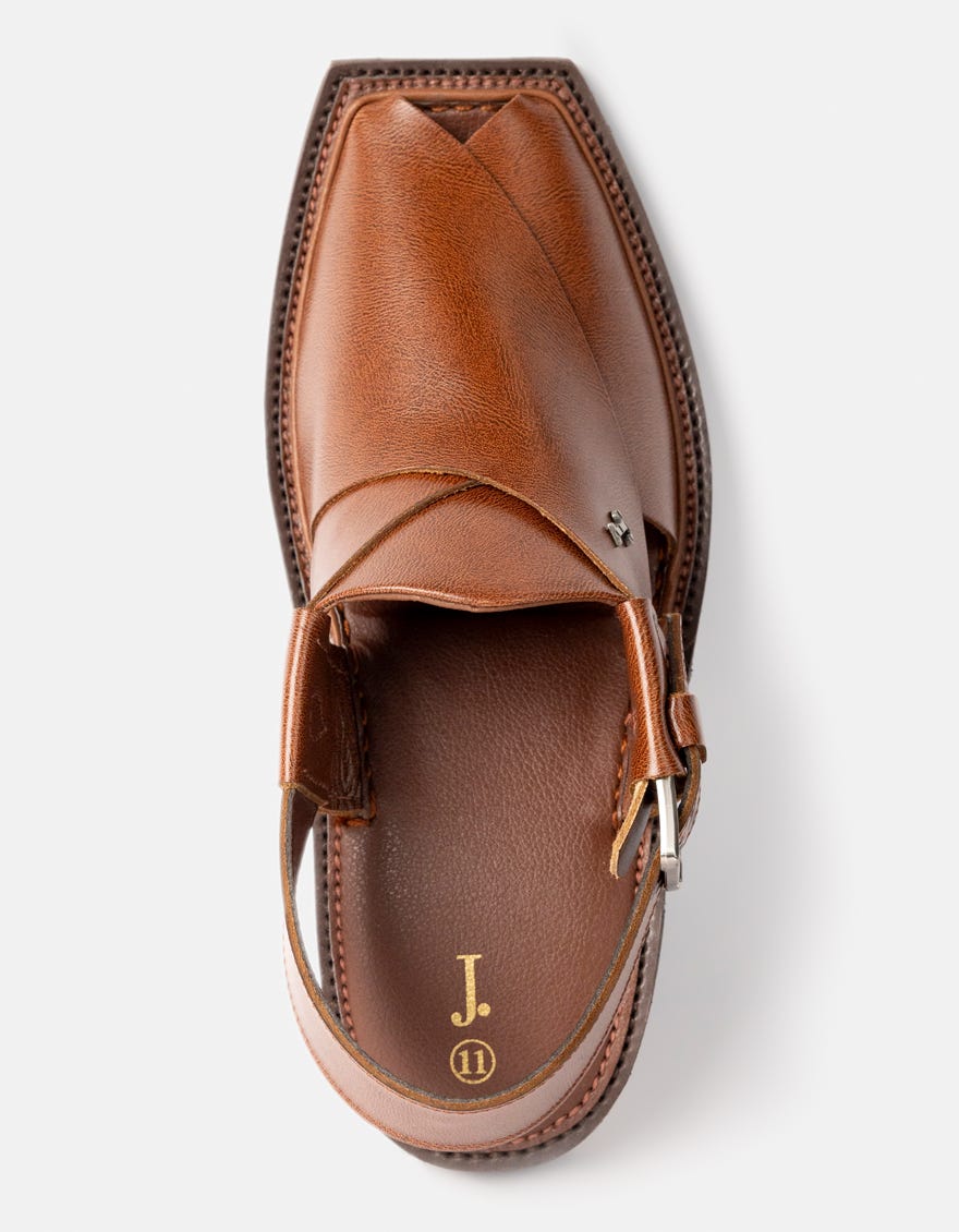 BROWN TEXTURED PESHAWARI SANDALS
