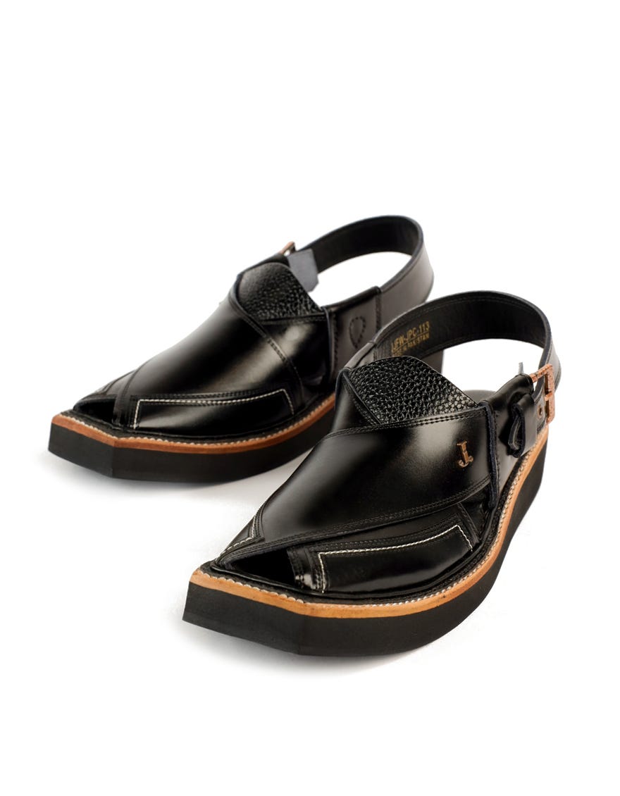 SHINY BLACK PESHAWARI SANDALS