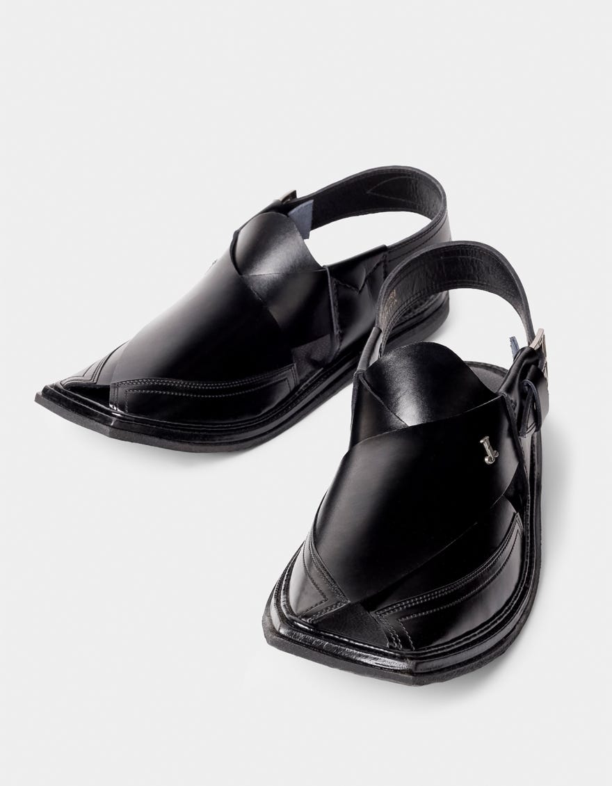 BLACK PLAIN PESHAWARI SANDALS