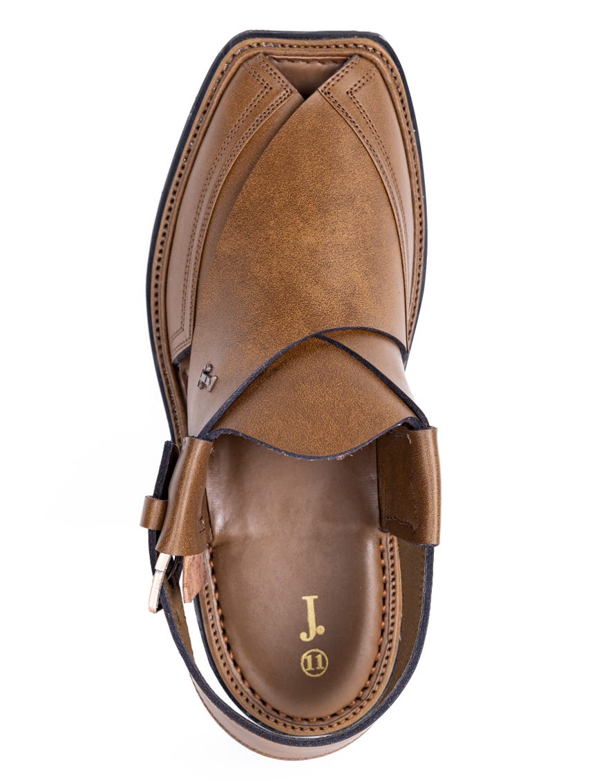 BROWN TEXTURED PESHAWARI SANDALS