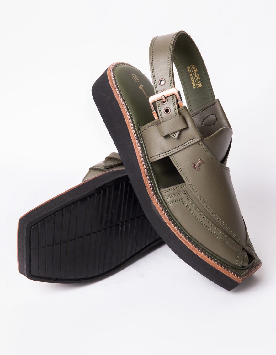 GREEN PLAIN PESHAWARI SANDALS